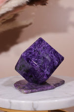 Charoite Cube on Slice Pair 7.5cm - Tali & Loz Crystals