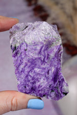 Charoite, Half Polished, Standing Freeform 123 Grams, Russia Freeforms Tali & Loz Crystals