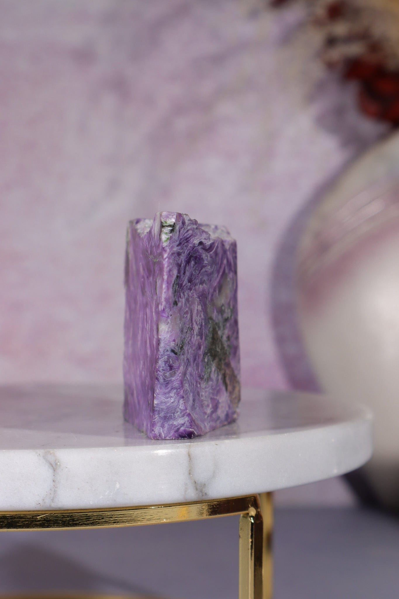 Charoite, Half Polished, Standing Freeform 123 Grams, Russia Freeforms Tali & Loz Crystals