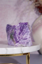 Charoite, Half Polished, Standing Freeform 123 Grams, Russia Freeforms Tali & Loz Crystals