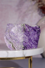 Charoite, Half Polished, Standing Freeform 123 Grams, Russia Freeforms Tali & Loz Crystals