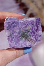 Charoite, Half Polished, Standing Freeform 123 Grams, Russia Freeforms Tali & Loz Crystals