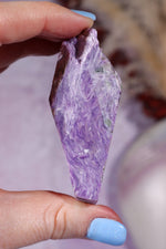 Charoite, Half Polished, Standing Freeform 123 Grams, Russia Freeforms Tali & Loz Crystals