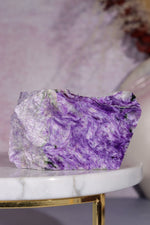 Charoite, Half Polished, Standing Freeform 123 Grams, Russia Freeforms Tali & Loz Crystals