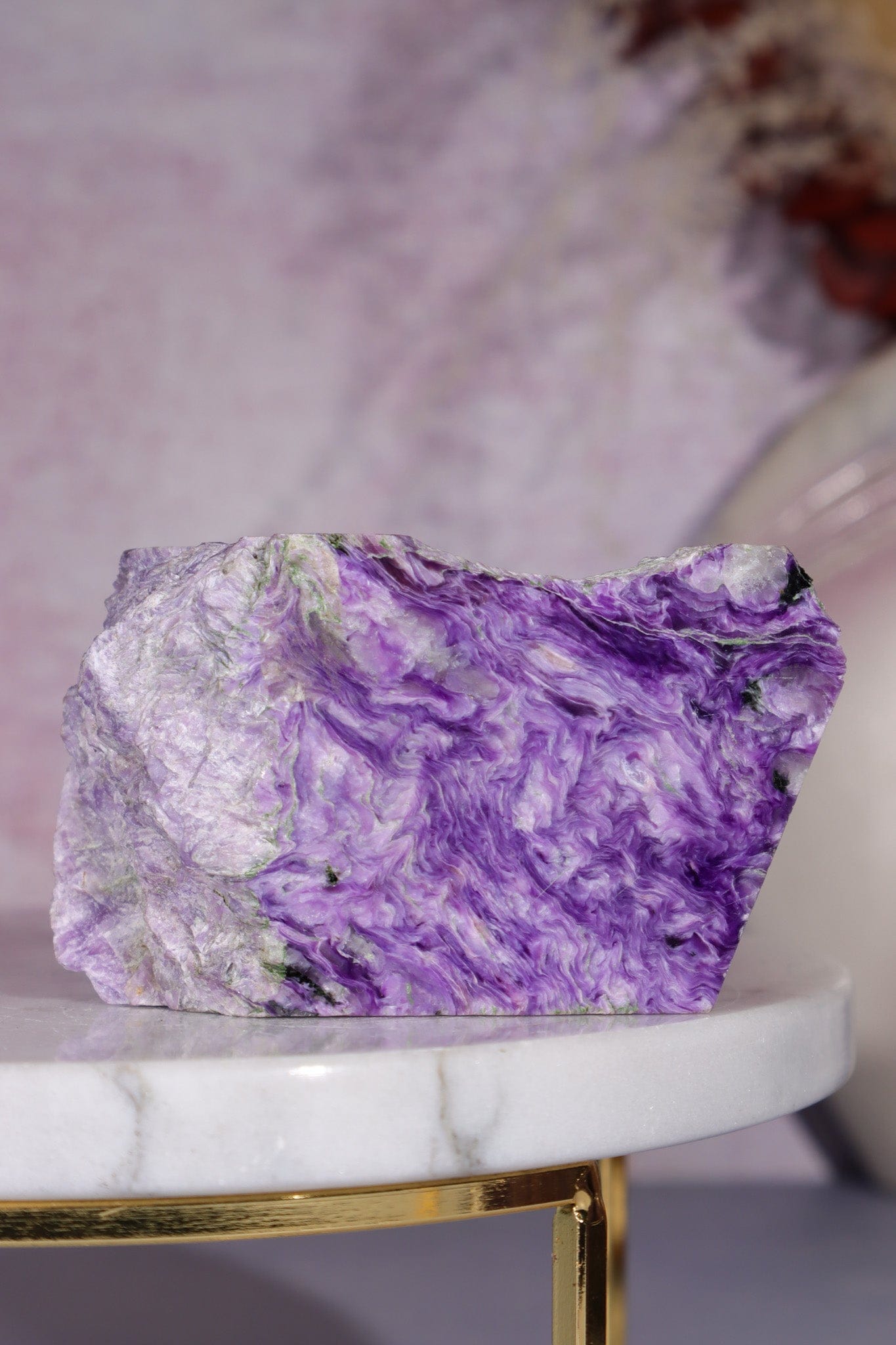 Charoite, Half Polished, Standing Freeform 123 Grams, Russia Freeforms Tali & Loz Crystals