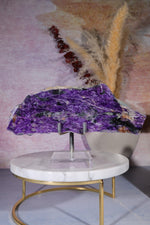 Charoite Rough Edge Slice 15.5cm, Russia Slices Tali & Loz Crystals