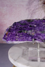 Charoite Rough Edge Slice 15.5cm, Russia Slices Tali & Loz Crystals
