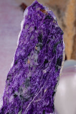 Charoite Rough Edge Slice 15.5cm, Russia Slices Tali & Loz Crystals