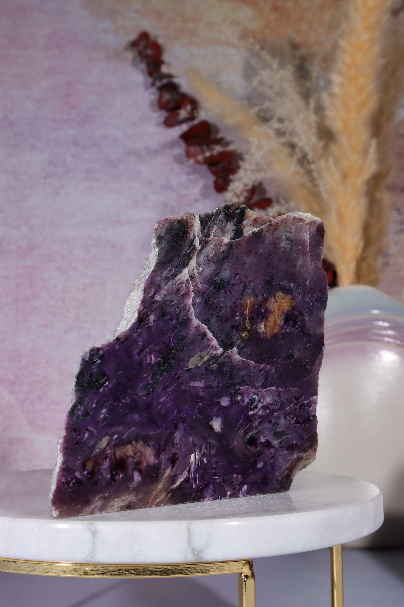 Charoite Self Standing Slice 10cm, Russia Slices Tali & Loz Crystals