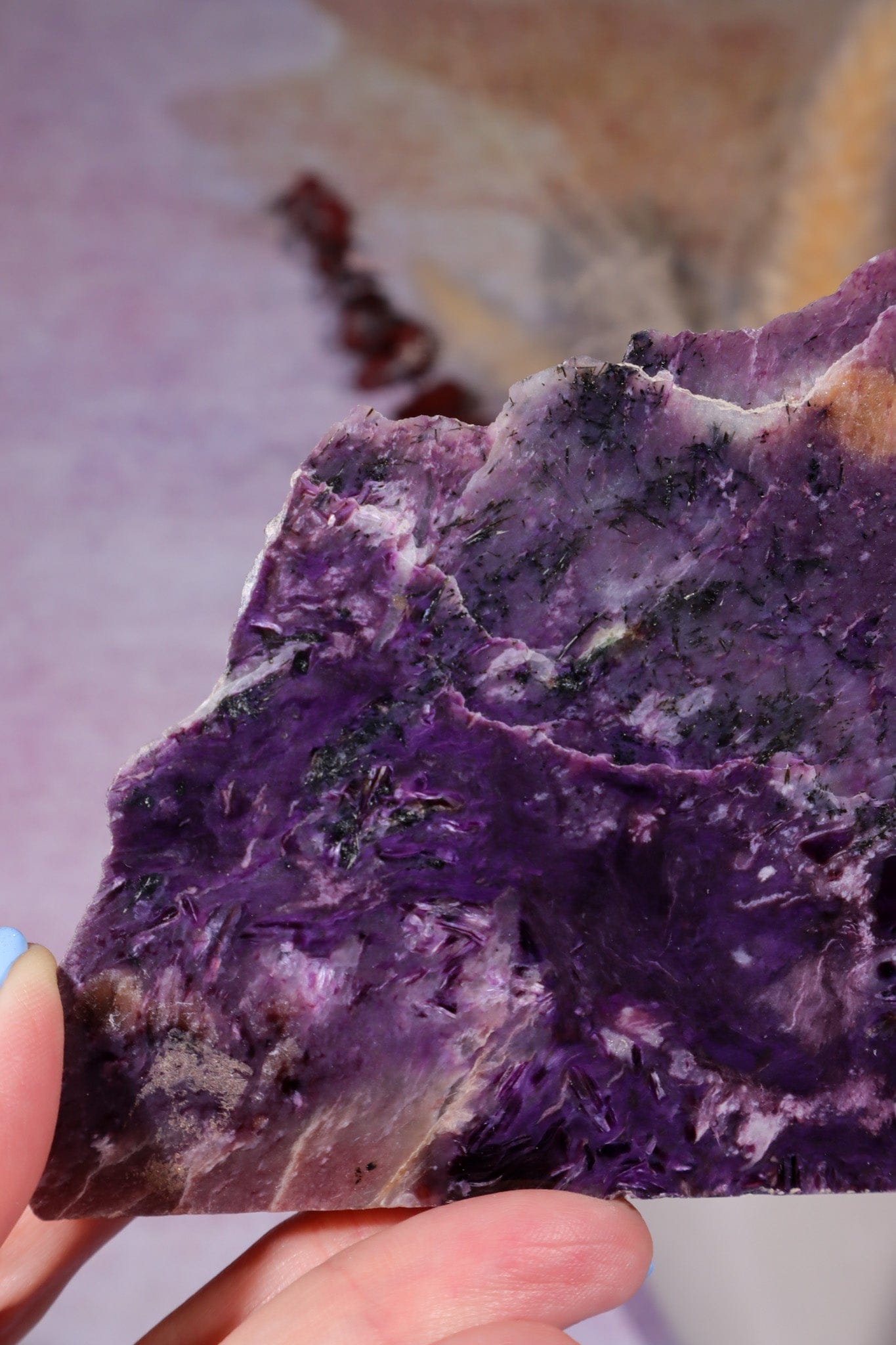 Charoite Self Standing Slice 9.5cm, Russia Slices Tali & Loz Crystals