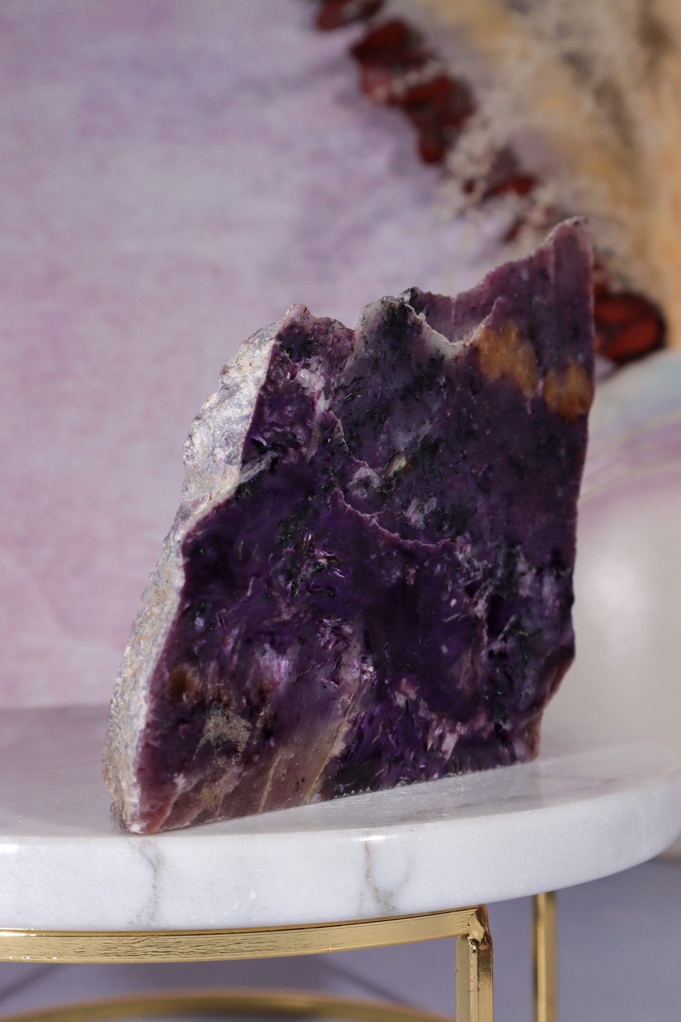 Charoite Self Standing Slice 9.5cm, Russia Slices Tali & Loz Crystals