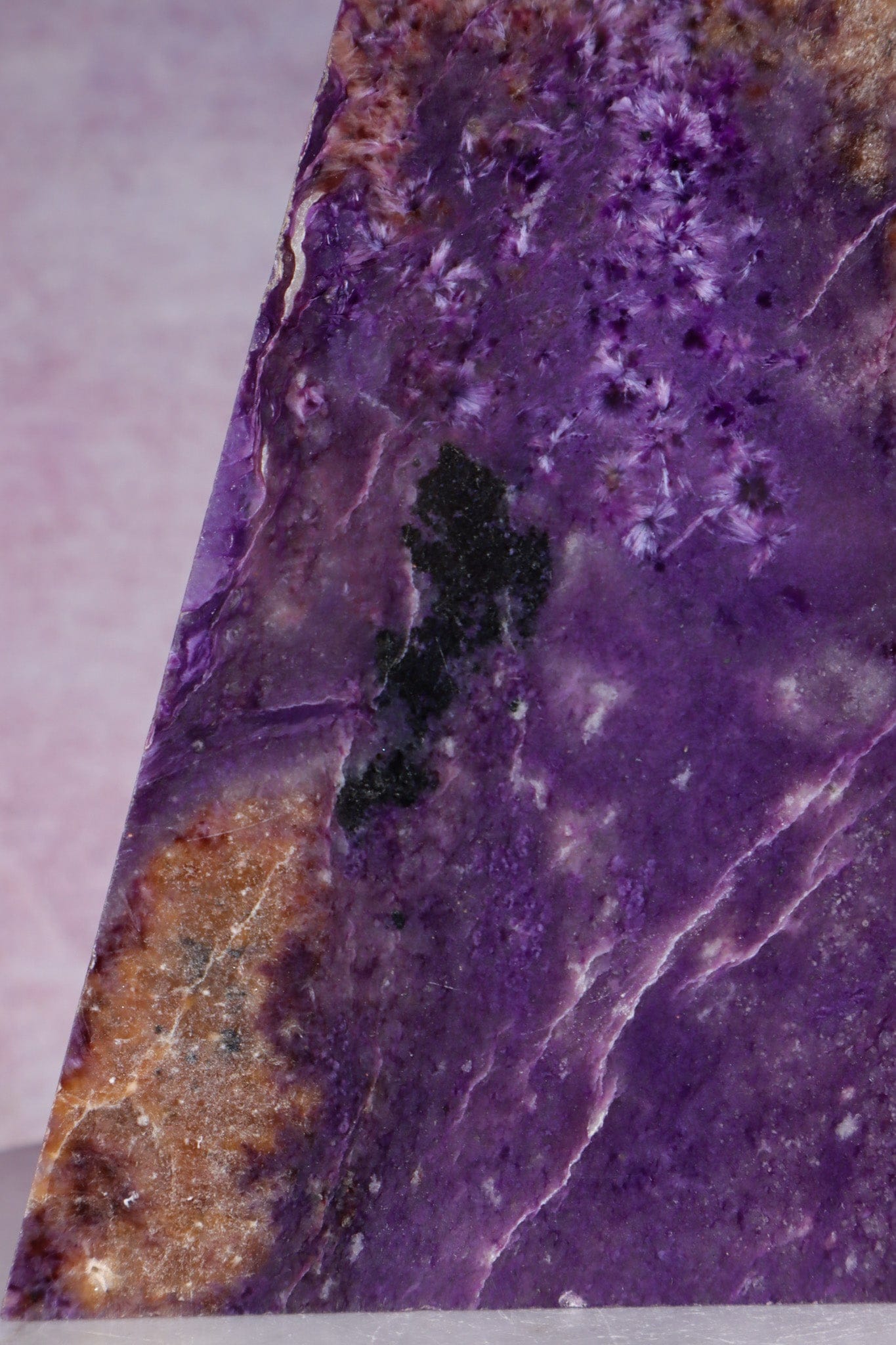 Charoite Slice 14.8cm, Russia Slices Tali & Loz Crystals