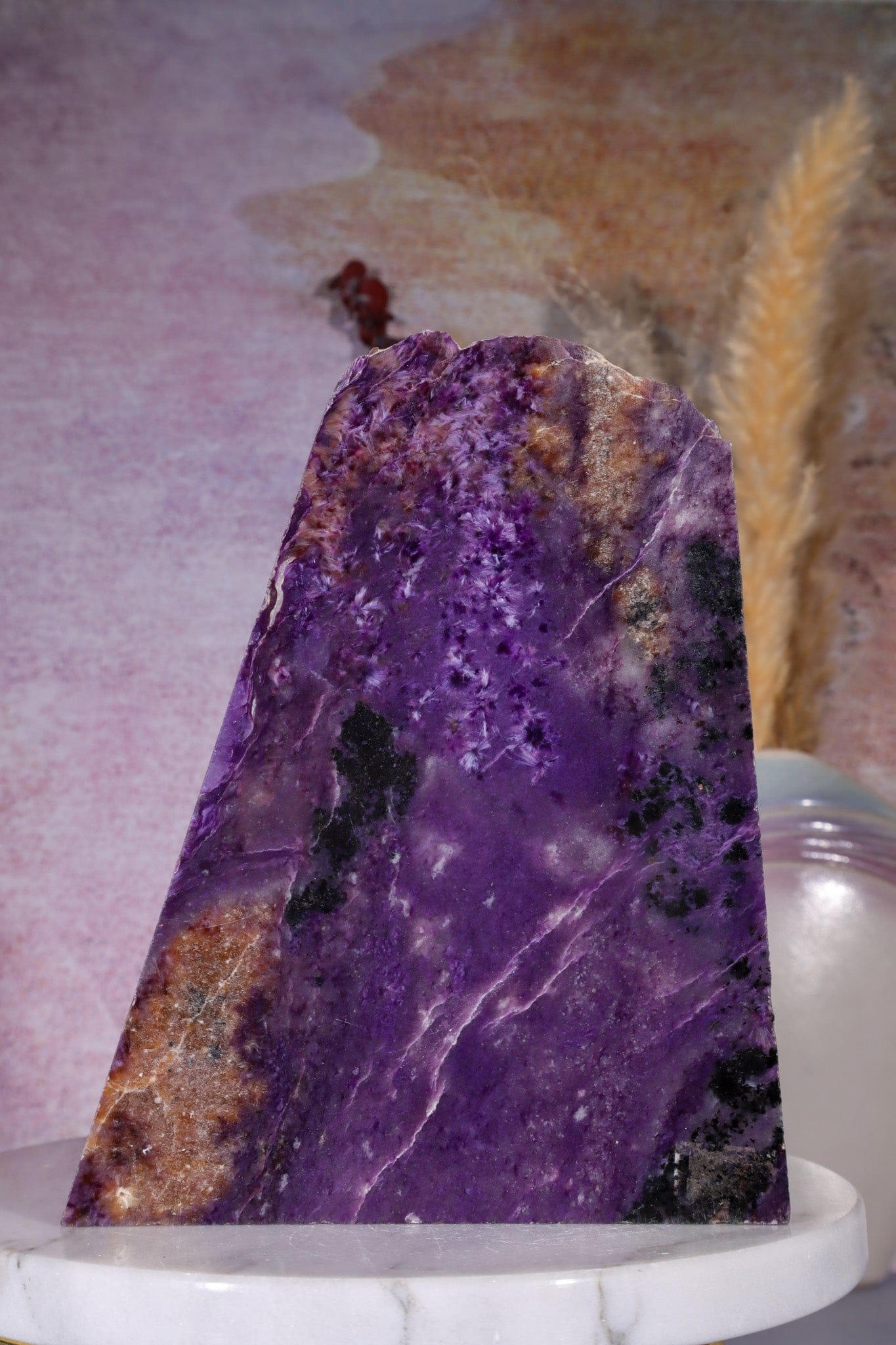 Charoite Slice 14.8cm, Russia Slices Tali & Loz Crystals