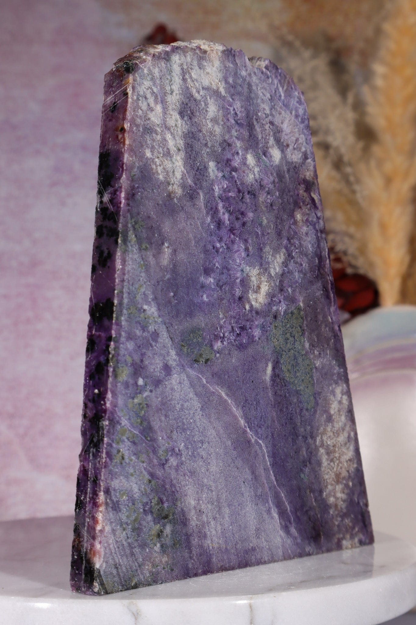 Charoite Slice 14.8cm, Russia Slices Tali & Loz Crystals