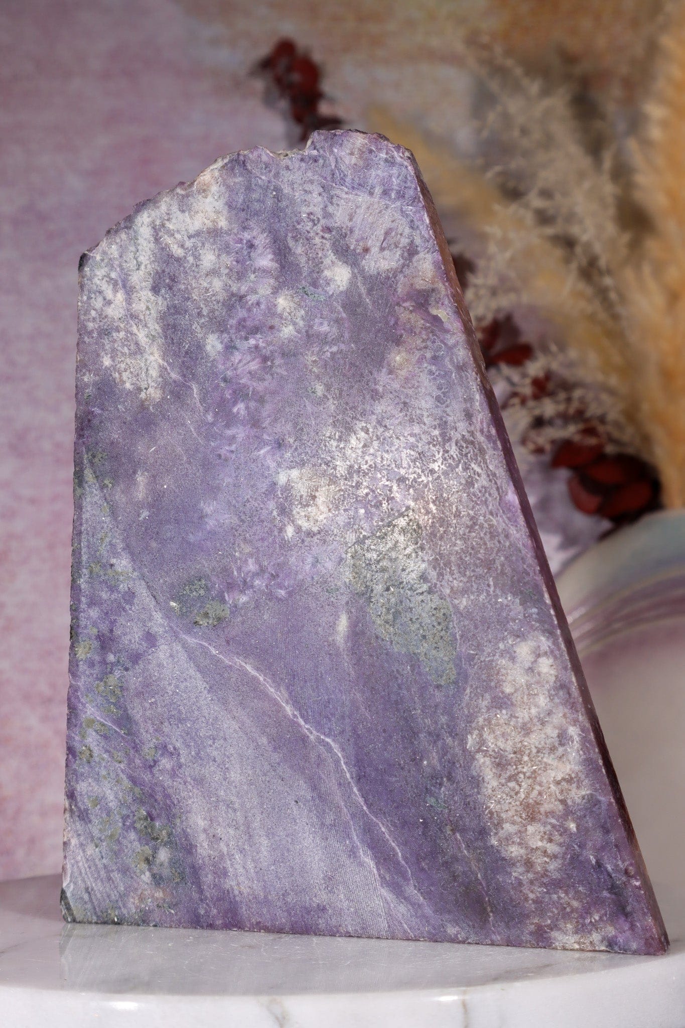Charoite Slice 14.8cm, Russia Slices Tali & Loz Crystals