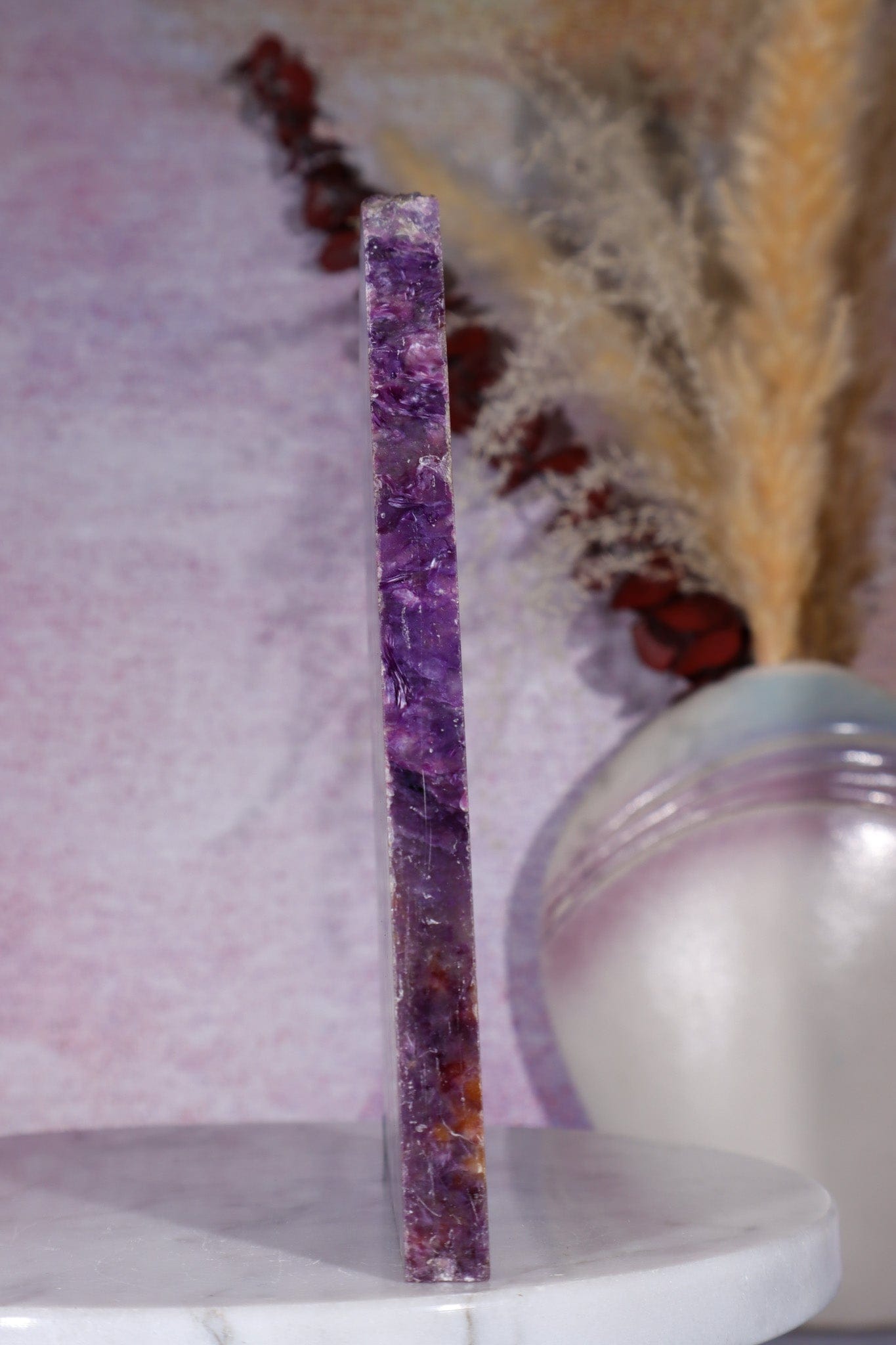 Charoite Slice 14.8cm, Russia Slices Tali & Loz Crystals