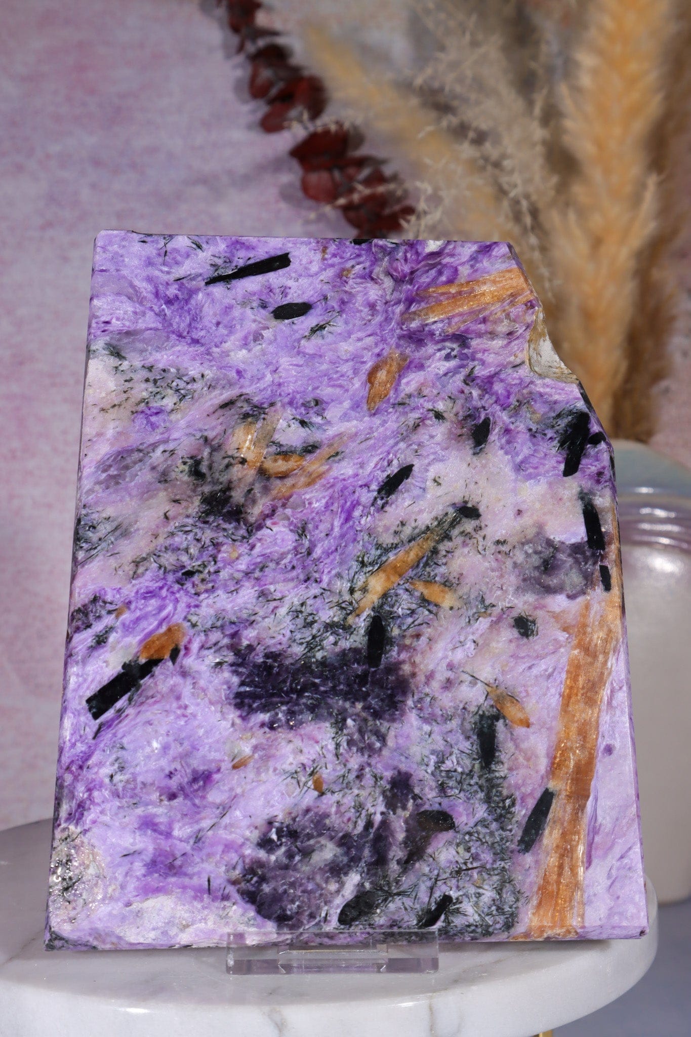 Charoite with Tinaksite and Aegirine Slice 14.5cm, Russia Slices Tali & Loz Crystals