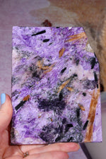 Charoite with Tinaksite and Aegirine Slice 14.5cm, Russia Slices Tali & Loz Crystals