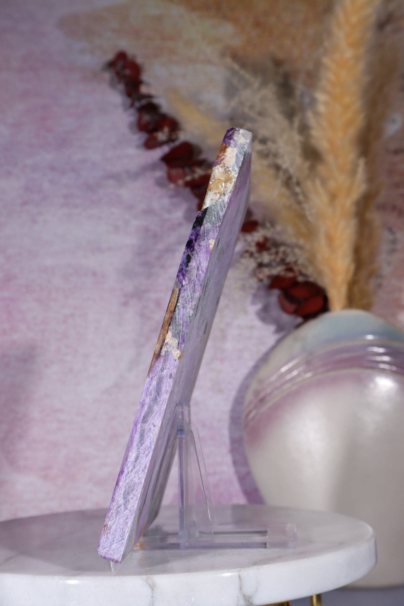 Charoite with Tinaksite and Aegirine Slice 14.5cm, Russia Slices Tali & Loz Crystals