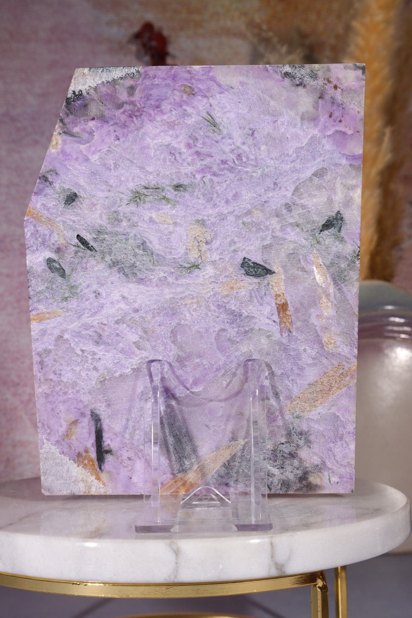 Charoite with Tinaksite and Aegirine Slice 14.5cm, Russia Slices Tali & Loz Crystals