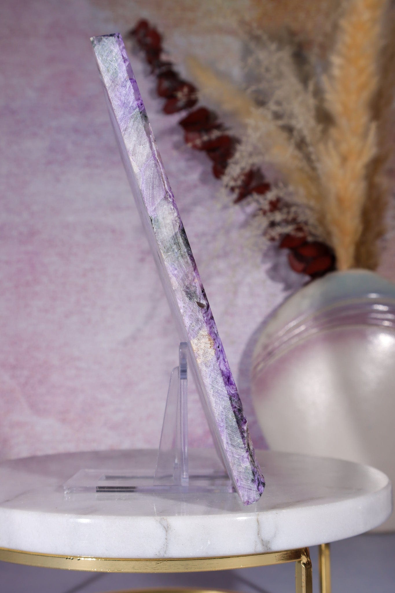 Charoite with Tinaksite and Aegirine Slice 14.5cm, Russia Slices Tali & Loz Crystals