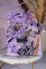 Charoite with Tinaksite and Aegirine Slice 14.5cm, Russia Slices Tali & Loz Crystals