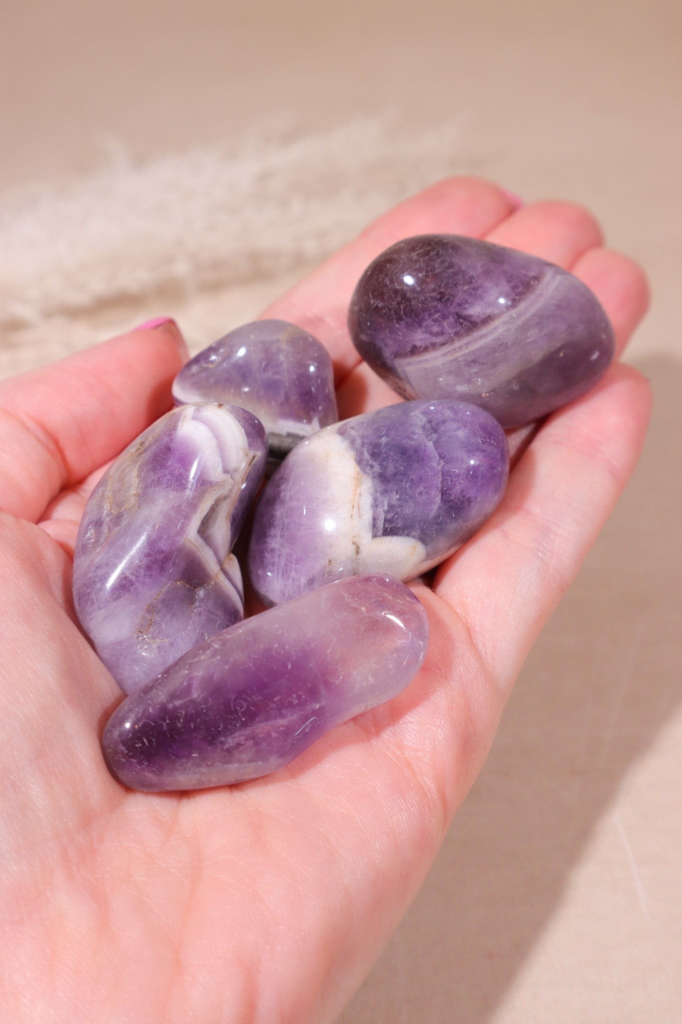 Chevron Amethyst Tumblestones 20-40mm - Tali & Loz Crystals