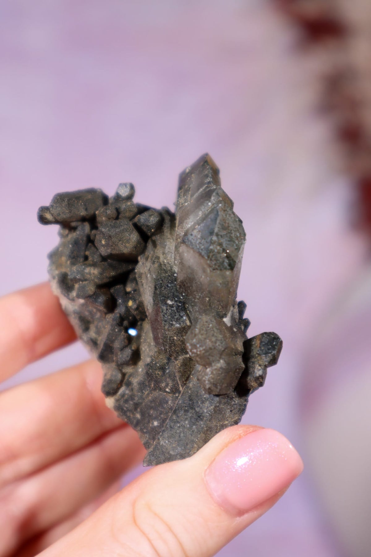 Chlorite in Quartz Cluster | 5.4 cm | Pakistan Quartz Tali & Loz Crystals