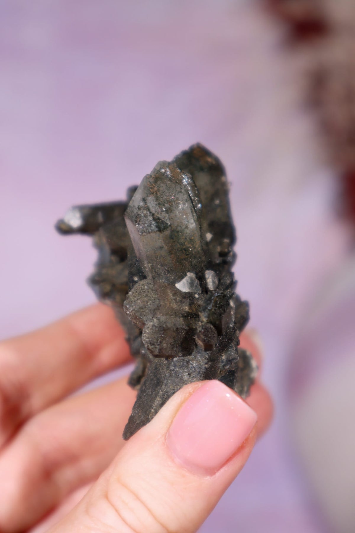 Chlorite in Quartz Cluster | 5.4 cm | Pakistan Quartz Tali & Loz Crystals