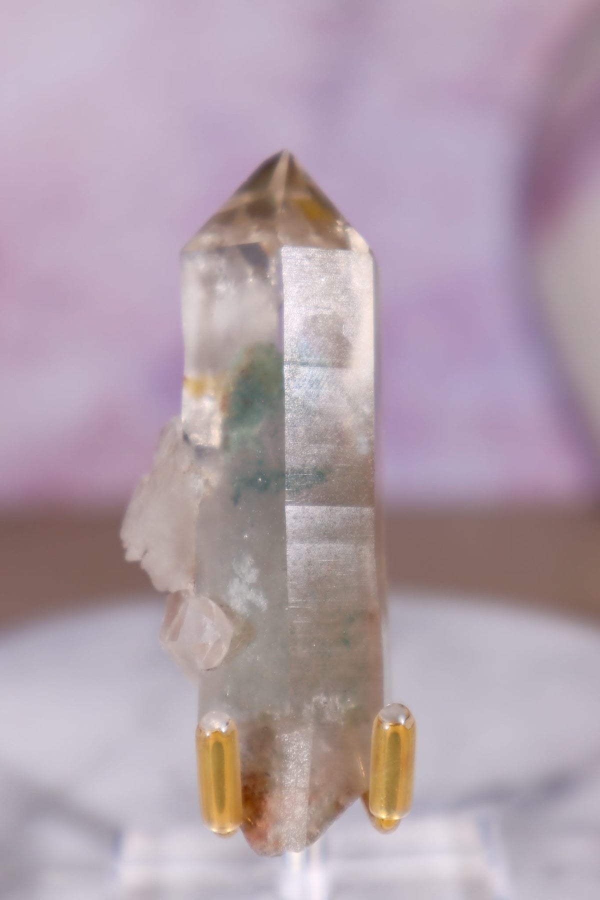 Chlorite in Quartz Point | 7.4 cm | Brazil Quartz Tali & Loz Crystals