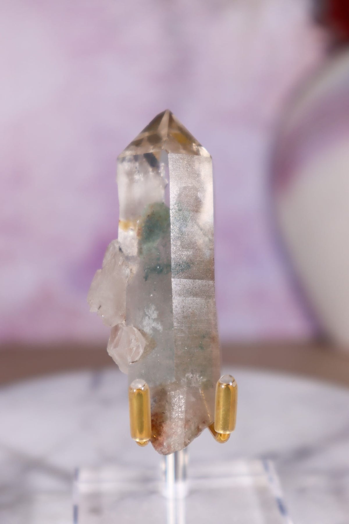 Chlorite in Quartz Point | 7.4 cm | Brazil Quartz Tali & Loz Crystals