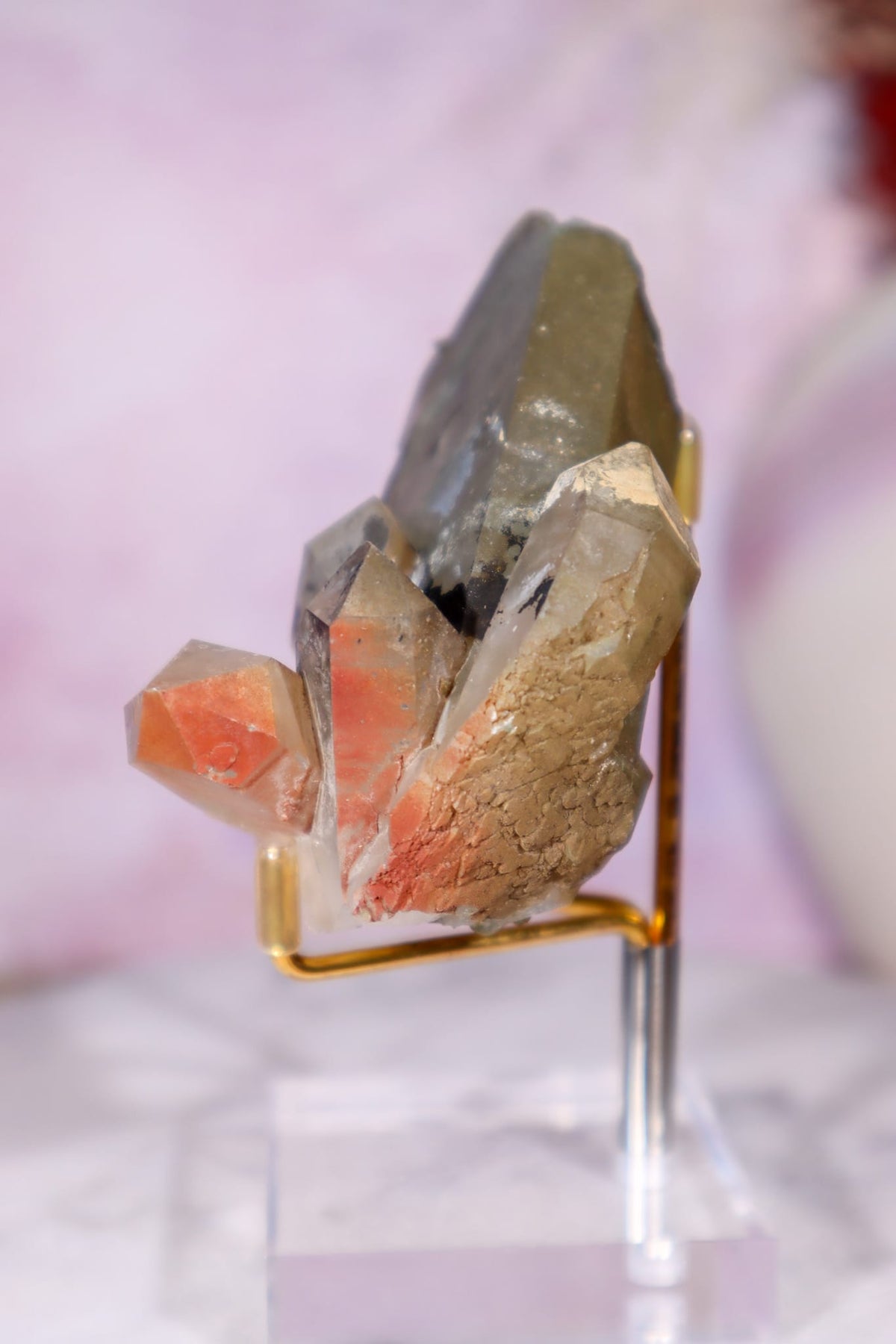 Chlorite in Quartz with Hematite Cluster | 8.4 cm | Pakistan Quartz Tali & Loz Crystals