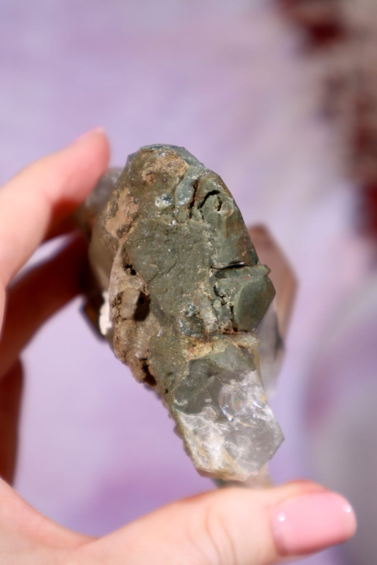 Chlorite in Quartz with Hematite Cluster | 8.4 cm | Pakistan Quartz Tali & Loz Crystals