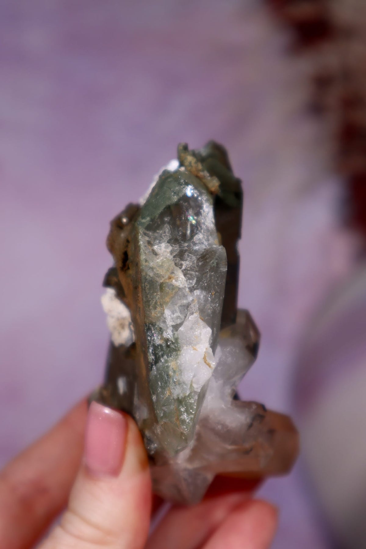 Chlorite in Quartz with Hematite Cluster | 8.4 cm | Pakistan Quartz Tali & Loz Crystals