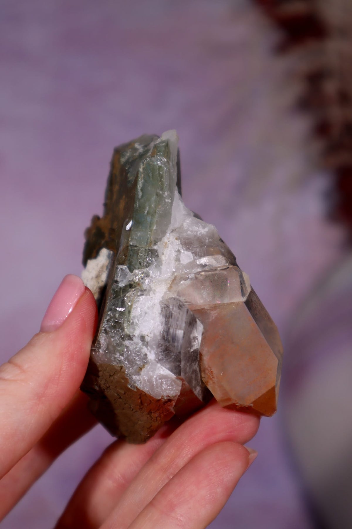 Chlorite in Quartz with Hematite Cluster | 8.4 cm | Pakistan Quartz Tali & Loz Crystals