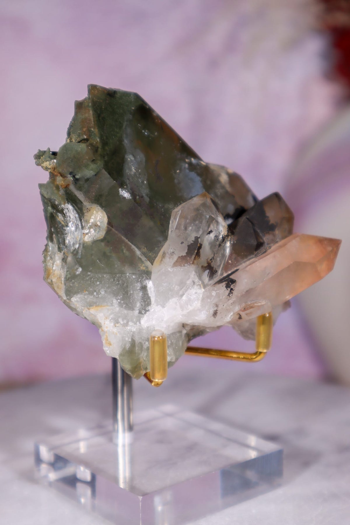 Chlorite in Quartz with Hematite Cluster | 8.4 cm | Pakistan Quartz Tali & Loz Crystals