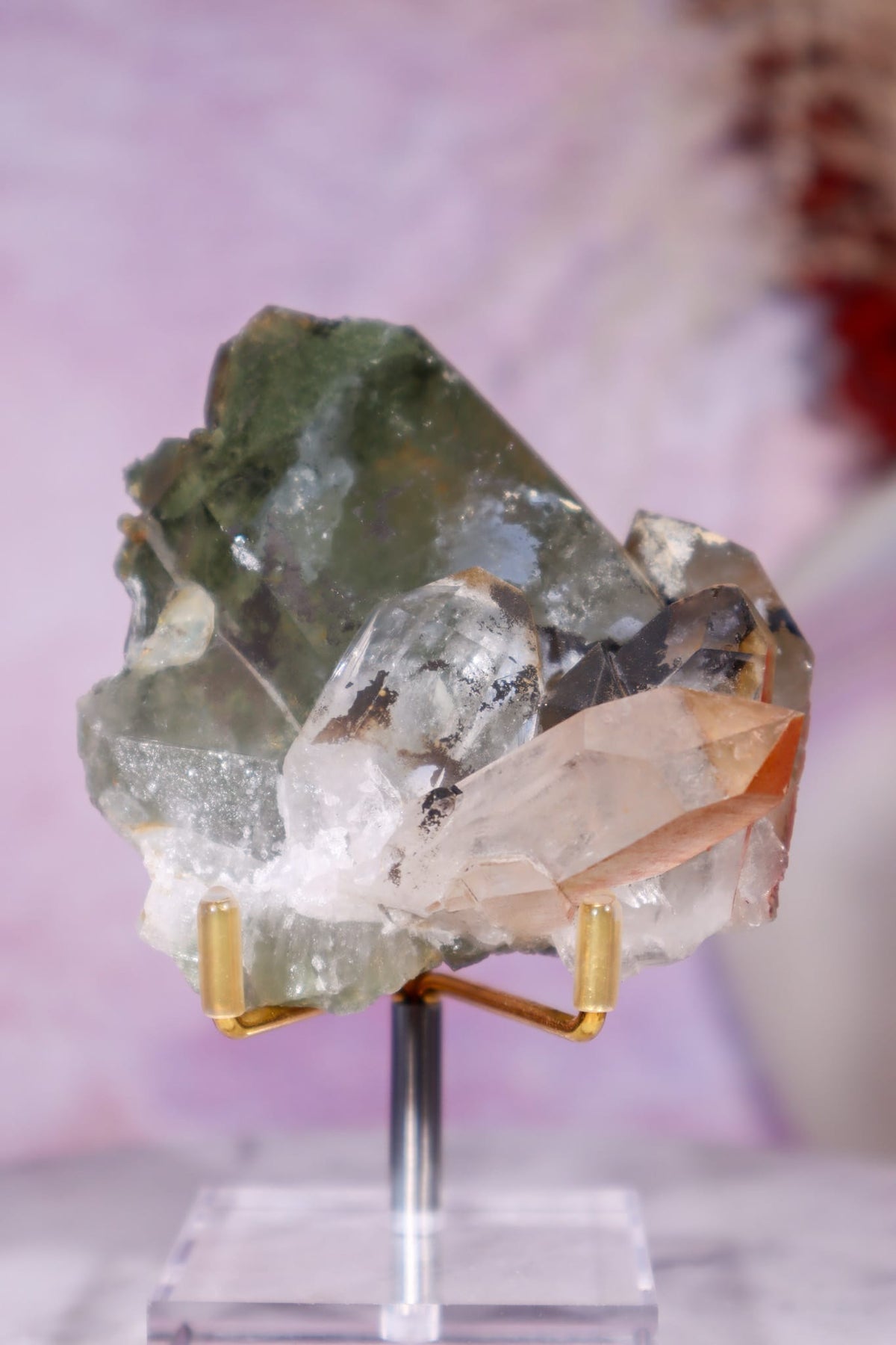 Chlorite in Quartz with Hematite Cluster | 8.4 cm | Pakistan Quartz Tali & Loz Crystals