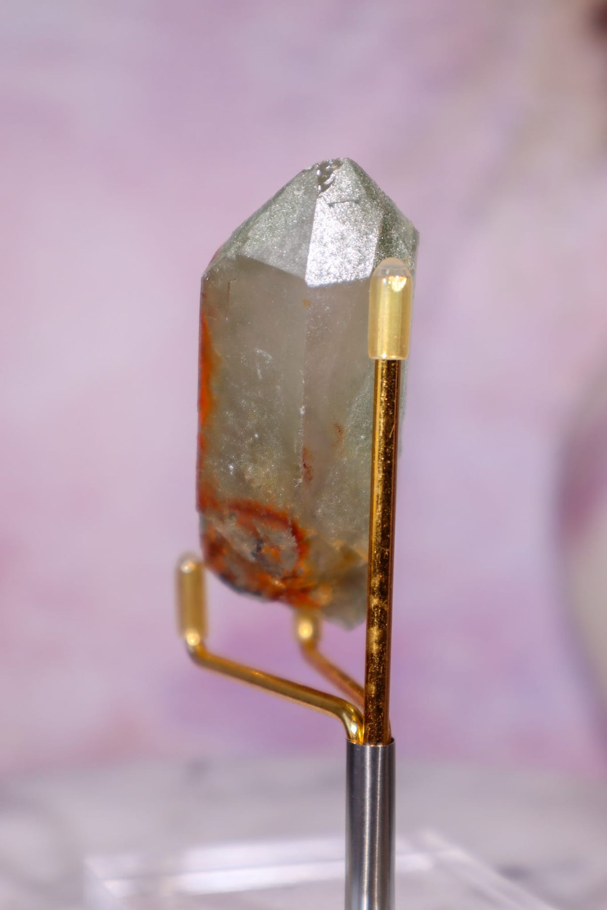 Chlorite in Quartz with Hematite Point | 7cm | Pakistan Points Tali & Loz Crystals