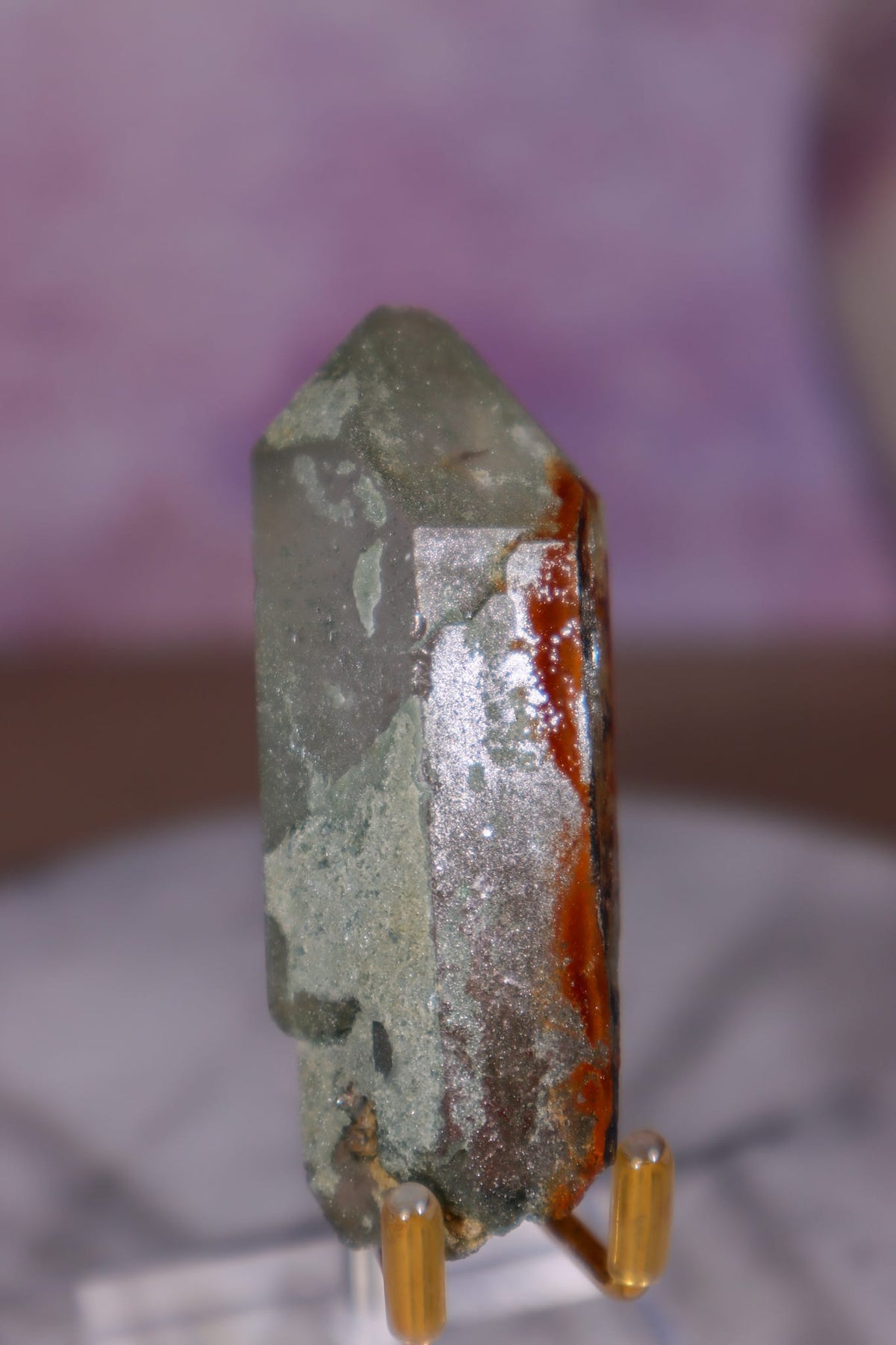 Chlorite in Quartz with Hematite Point | 7cm | Pakistan Points Tali & Loz Crystals