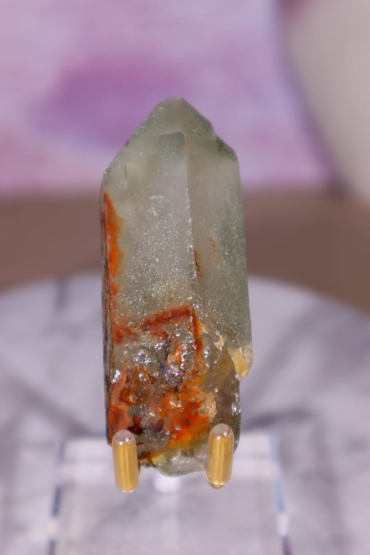 Chlorite in Quartz with Hematite Point | 7cm | Pakistan Points Tali & Loz Crystals