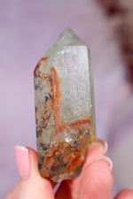 Chlorite in Quartz with Hematite Point | 7cm | Pakistan Points Tali & Loz Crystals