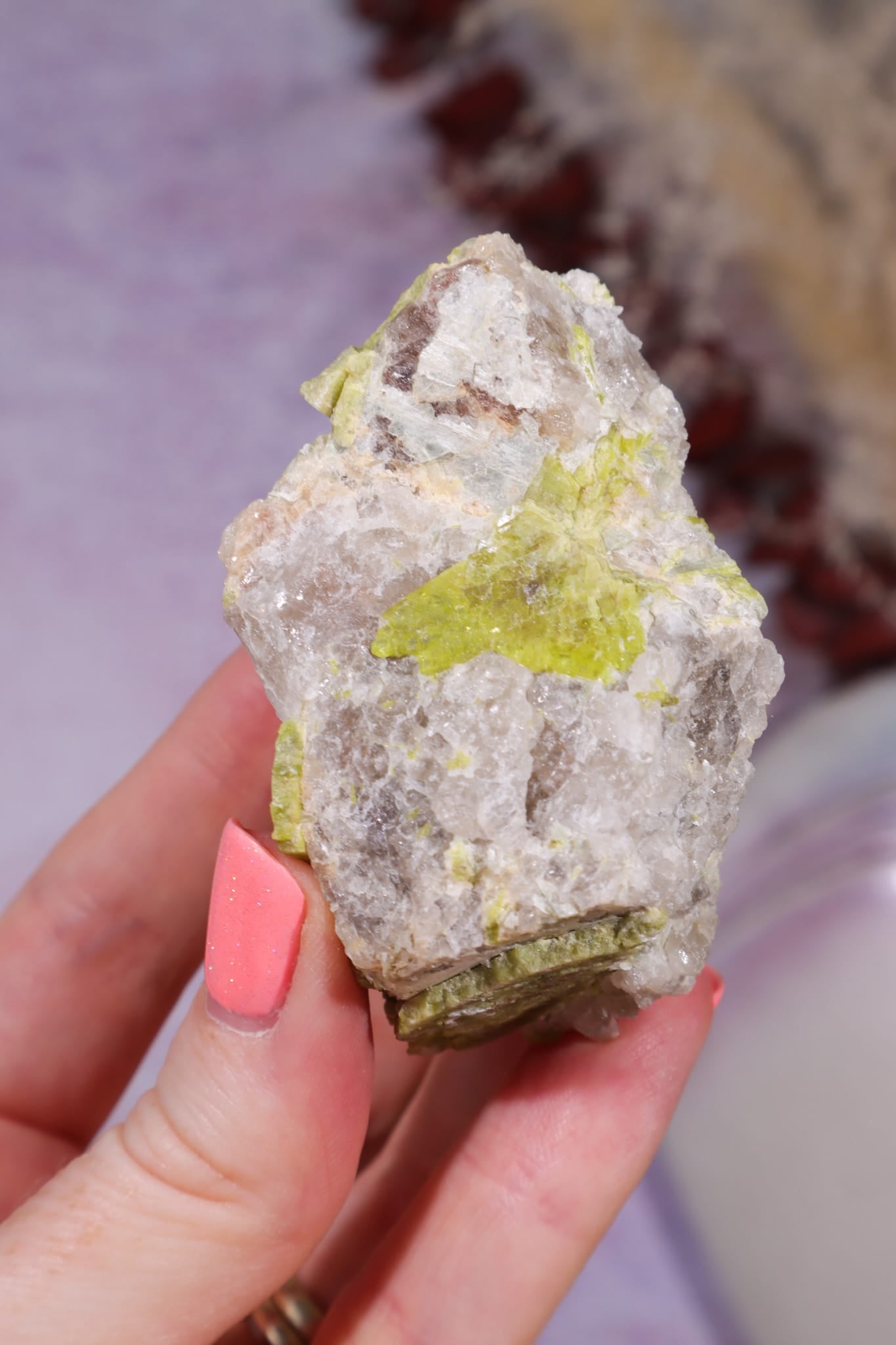 Chrysoberyl with Mica & Quartz | 113.9g | Mozambique Minerals Tali & Loz Crystals