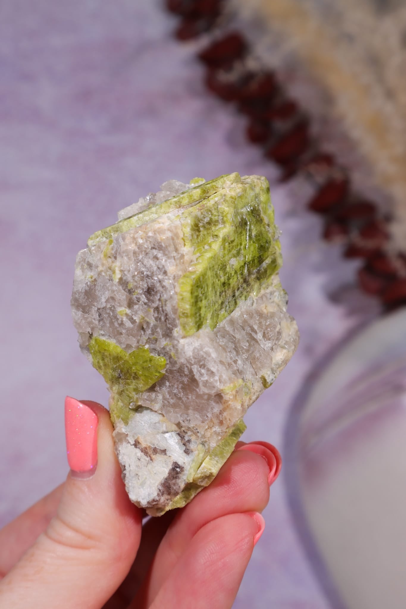 Chrysoberyl with Mica & Quartz | 113.9g | Mozambique Minerals Tali & Loz Crystals