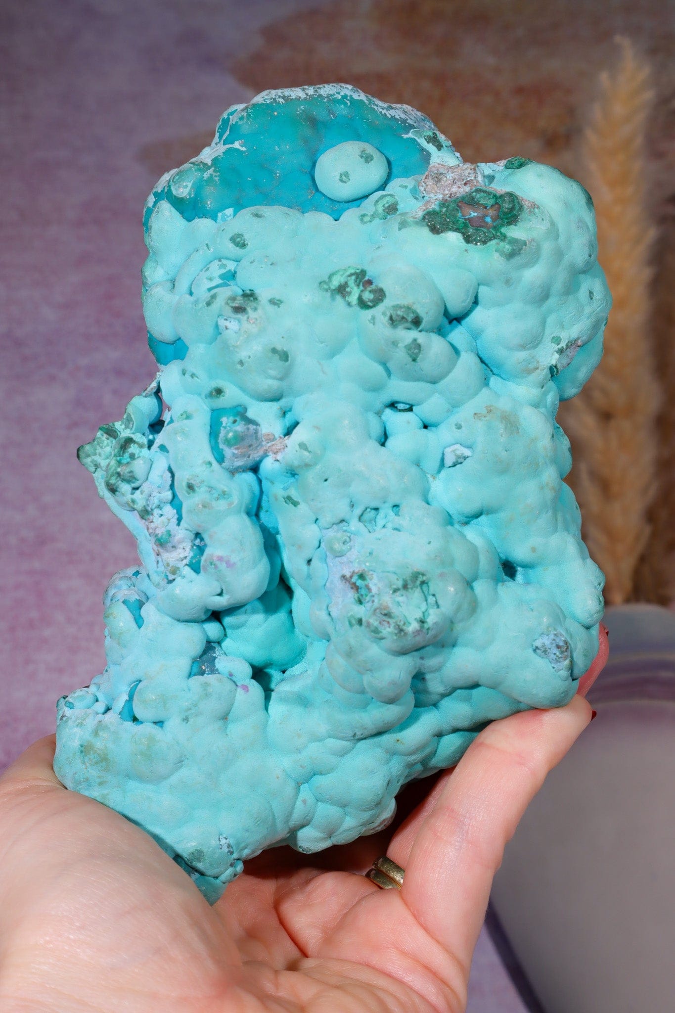 Chrysocolla on top of Malachite Specimen 1.1KG, Zaire Specimen Tali & Loz Crystals