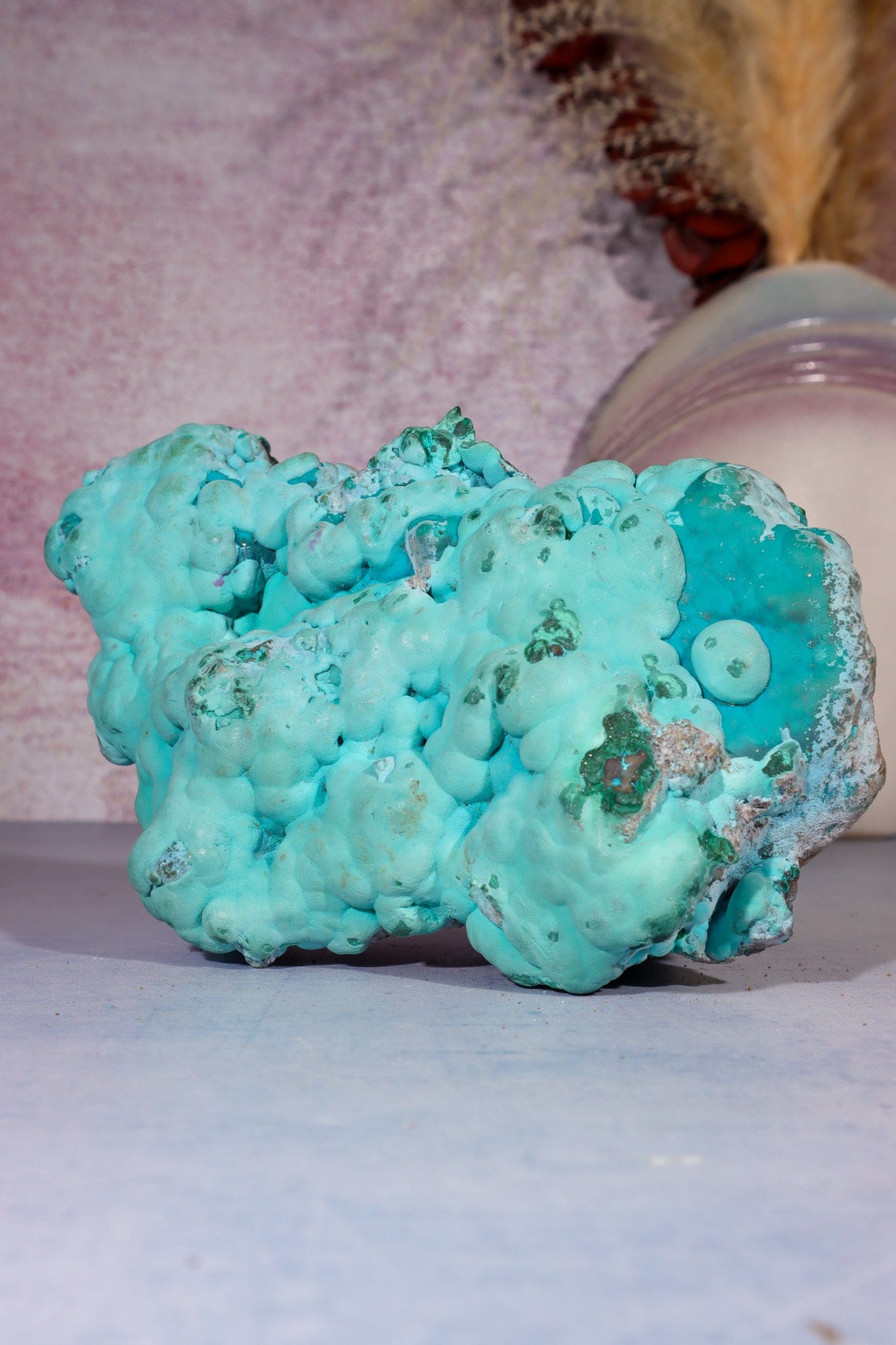 Chrysocolla on top of Malachite Specimen 1.1KG, Zaire Specimen Tali & Loz Crystals