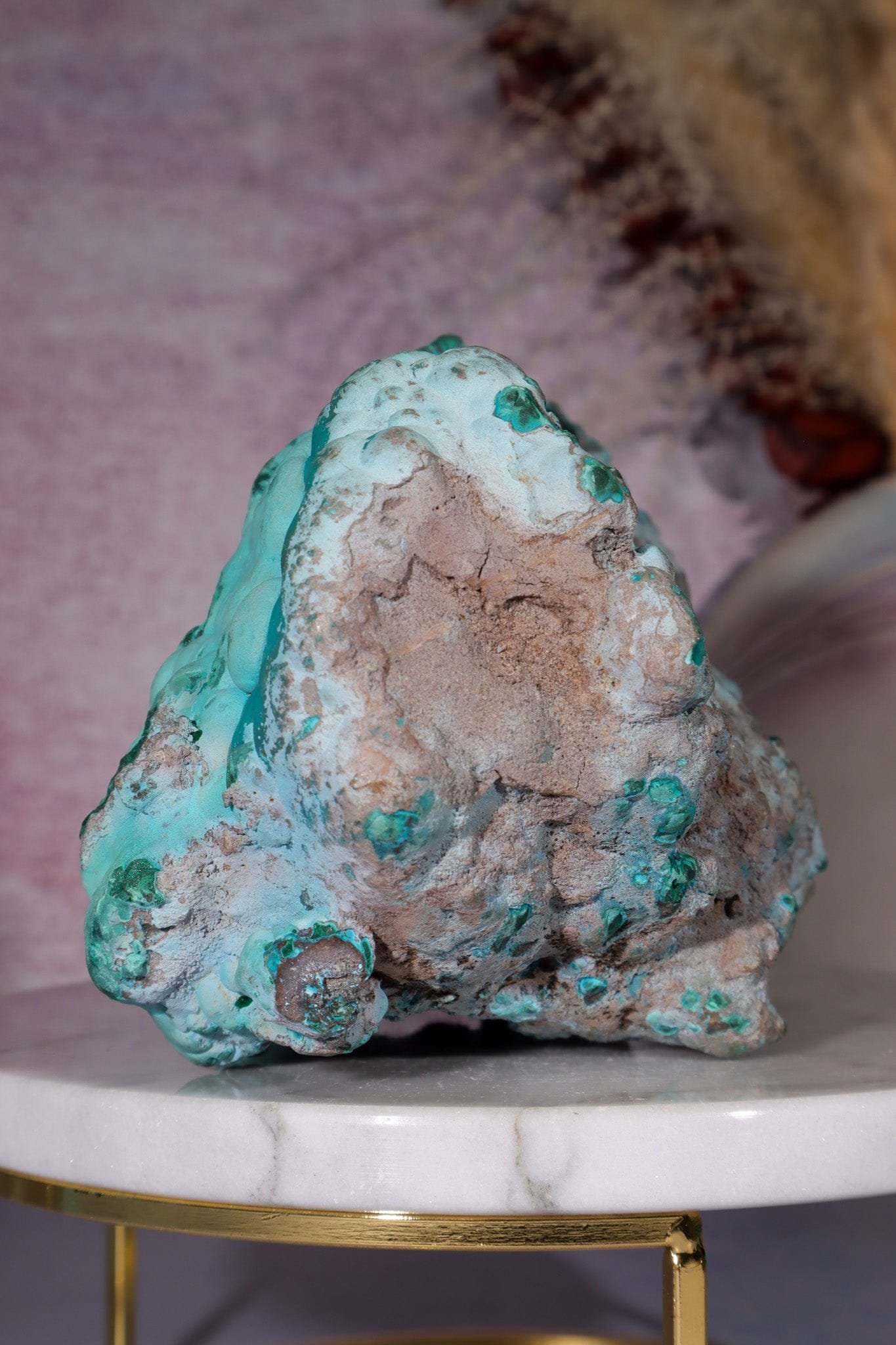 Chrysocolla on top of Malachite Specimen 1.1KG, Zaire Specimen Tali & Loz Crystals