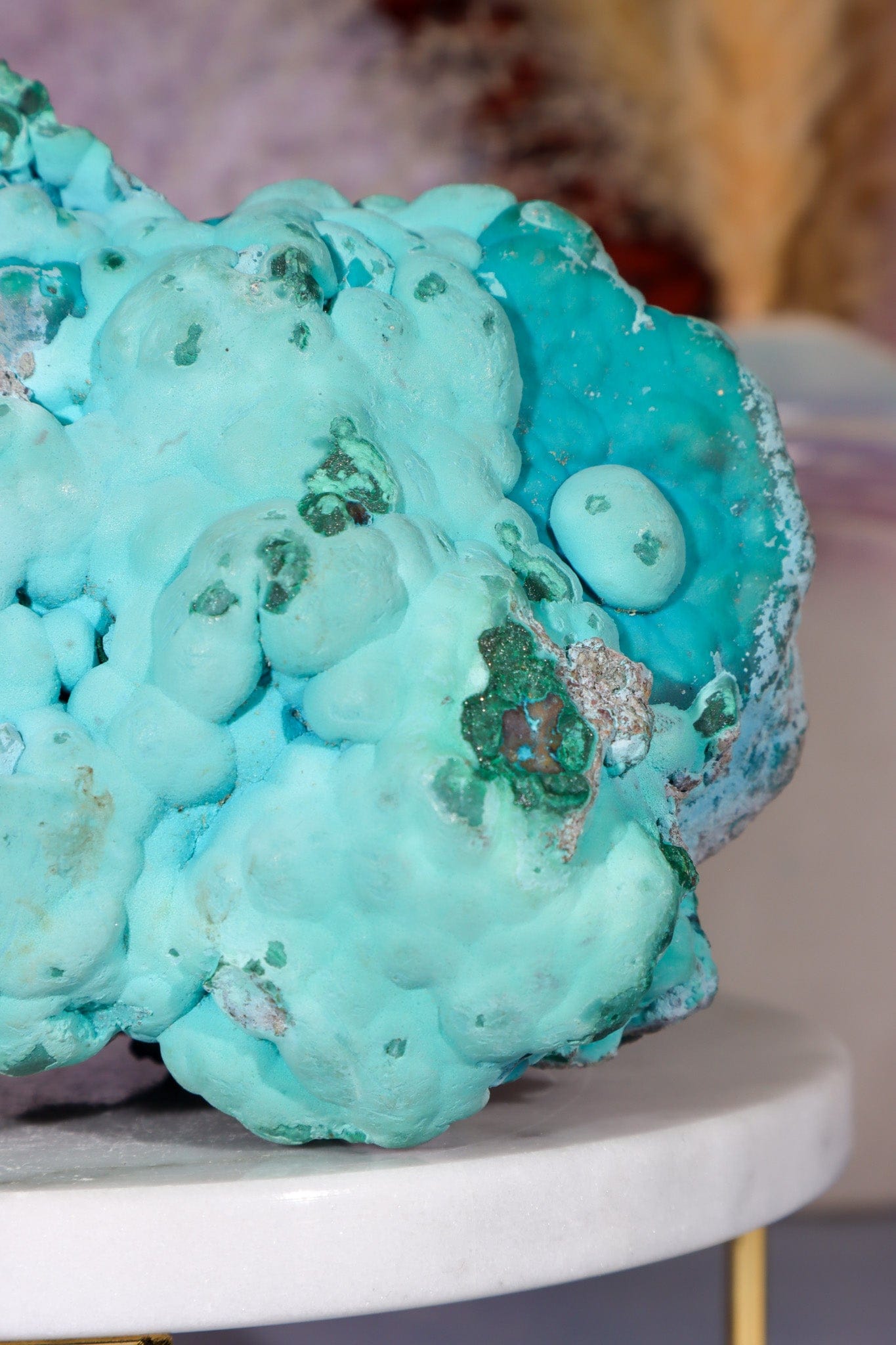 Chrysocolla on top of Malachite Specimen 1.1KG, Zaire Specimen Tali & Loz Crystals