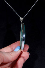 Chrysocolla Pendant 6cm Set In 925 Silver With Chain Jewellery Tali & Loz Crystals