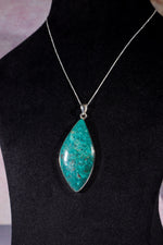 Chrysocolla Pendant 6cm Set In 925 Silver With Chain Jewellery Tali & Loz Crystals