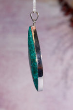 Chrysocolla Pendant 6cm Set In 925 Silver With Chain Jewellery Tali & Loz Crystals